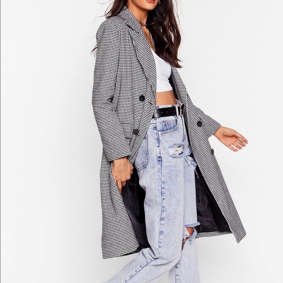 Nasty gal houndstooth coat - Picture 2 of 10